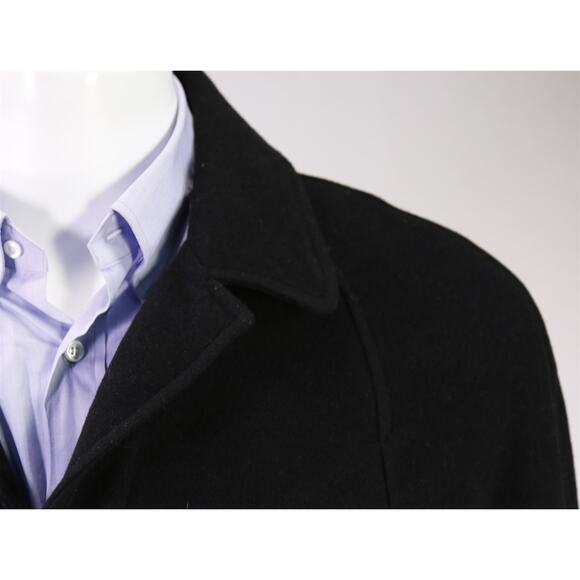 Austin Reed Black Wool Cashmere Full Length Overcoat Coat 38R - Picture 4 of 9